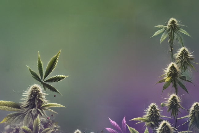 Close-up view of cannabis plant leaves showing trichome development and healthy green coloration